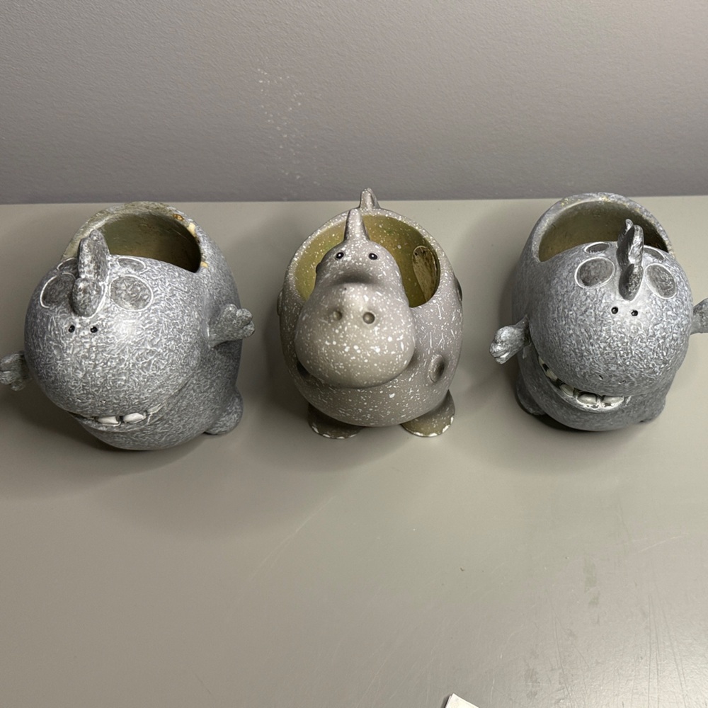 Mini Dino Plant Pots, Set of 3, 2.5”wide